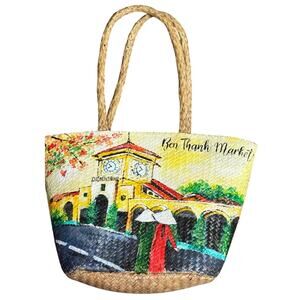 Vietnam Handwoven Straw Handbag Ben Thanh‎ Market Painted Boho Tote